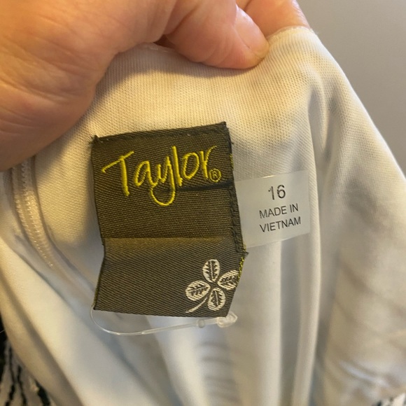 Taylor Textured-Stripe Fit Flare Dress Black Ivory White Sleeveless 16 NEW $128 - Picture 8 of 8